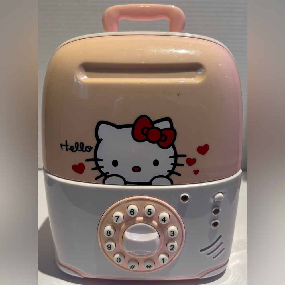 Vintage Sanrio Hello Kitty Coin & Bill Bank Vault Electronic Lock Sings Working